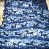 double-sided horse patter / solid dark blue back